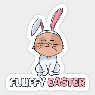 Cat in bunny costume happy easter 2021 fluffy Sticker